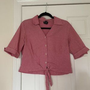 Vintage - Red Tie-Front Shirt - Size UK 8